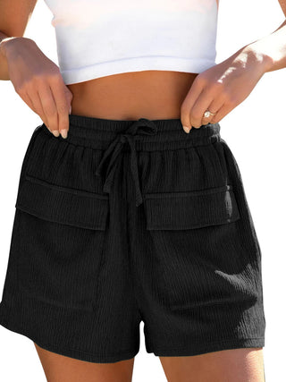 Shop Drawstring High Waist Shorts with Pockets - High-Quality U.S. Made Women’s Fashion with Free & Fast Shipping