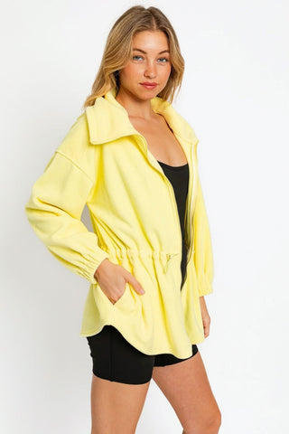 Shop Le Lis Zip Up Waist Drawstring Soft Fleece Jacket - High-Quality U.S. Made Women’s Fashion with Free & Fast Shipping