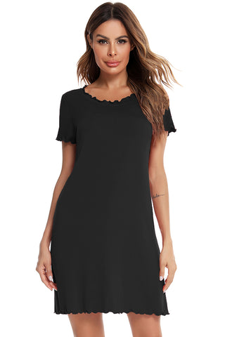 Shop Round Neck Short Sleeve Lounge Dress - High-Quality U.S. Made Women’s Fashion with Free Fast Shipping