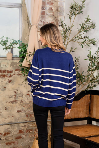 Shop Sew In Love Striped Round Neck Sweater - High-Quality U.S. Made Women’s Fashion with Free & Fast Shipping