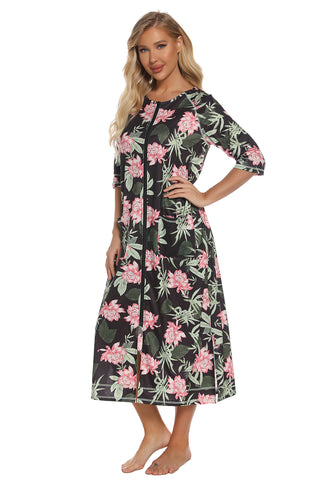 Shop Printed Slit Night Dress with Pockets - High-Quality U.S. Made Women’s Fashion with Free & Fast Shipping