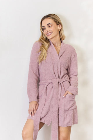 Shop Hailey & Co Tie Front Long Sleeve Robe - High-Quality U.S. Made Women’s Fashion with Free & Fast Shipping