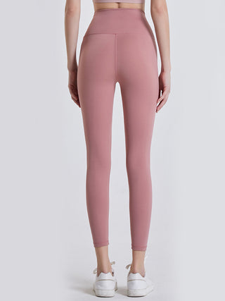 Shop Dusty Pink Wide Waistband Sports Leggings - High-Quality U.S. Made Women’s Fashion with Free & Fast Shipping