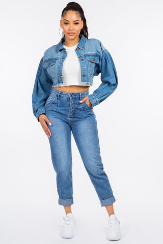 Shop American Bazi High Waist Pleated Waist Mom Jeans - High-Quality U.S. Made Women’s Fashion with Free & Fast Shipping