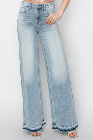 Shop Light Risen Full Size High Rise Wide Leg Jeans - High-Quality U.S. Made Women’s Fashion with Free & Fast Shipping