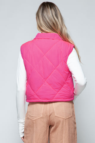 Shop Snobbish Snap Down Quilted Crop Vest - High-Quality U.S. Made Women’s Fashion with Free Fast Shipping