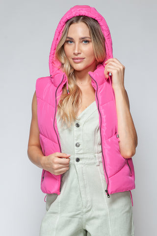 Shop Snobbish Zip Up Quilted Hooded Vest - High-Quality U.S. Made Women’s Fashion with Free & Fast Shipping