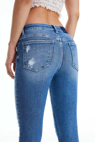 Shop BAYEAS Full Size Mid Waist Distressed Ripped Straight Jeans - High-Quality U.S. Made Women’s Fashion with Free & Fast Shipping