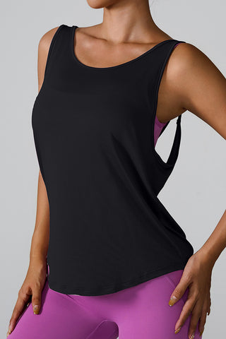 Shop Crisscross Round Neck Active Tank - High-Quality U.S. Made Women’s Fashion with Free & Fast Shipping