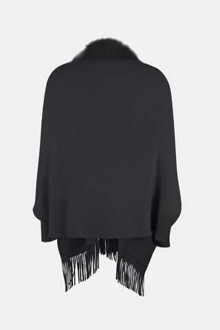 Shop Fringe Open Front Long Sleeve Poncho - High-Quality U.S. Made Women’s Fashion with Free Fast Shipping