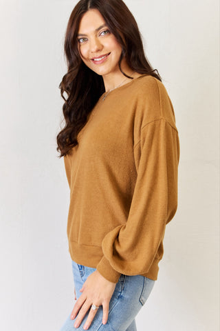 Shop HYFVE Round Neck Long Sleeve Top - High-Quality U.S. Made Women’s Fashion with Free & Fast Shipping