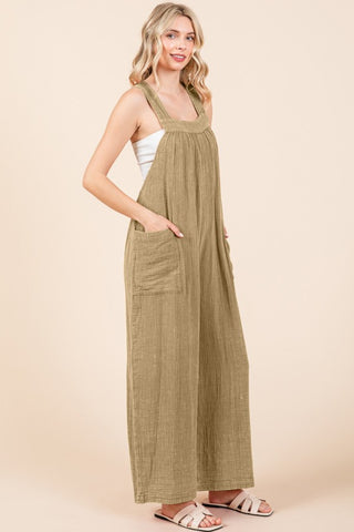 Shop Culture Code Full Size Pocketed Sleeveless Wide Leg Overalls - High-Quality U.S. Made Women’s Fashion with Free & Fast Shipping