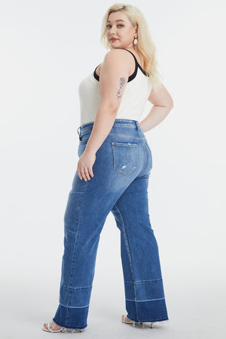 Shop BAYEAS Full Size High Waist Cat's Whisker Wide Leg Jeans - High-Quality U.S. Made Women’s Fashion with Free & Fast Shipping