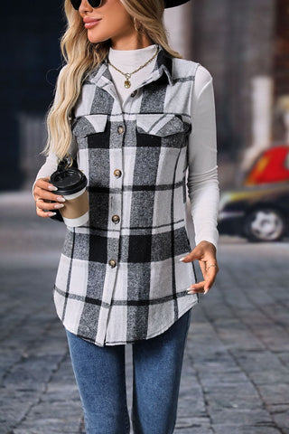 Shop Plaid Button Up Vest Coat - High-Quality U.S. Made Women’s Fashion with Free & Fast Shipping