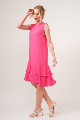 Shop And The Why Washed Fringe Detail Tiered Dress - High-Quality U.S. Made Women’s Fashion with Free & Fast Shipping