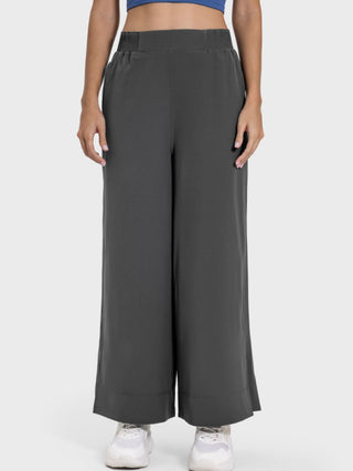 Shop Slit Wide Leg Active Pants - High-Quality U.S. Made Women’s Fashion with Free & Fast Shipping