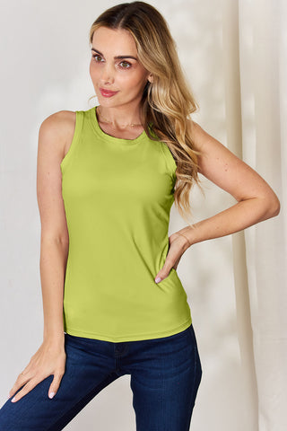 Shop Yellow-Green Basic Bae Full Size Round Neck Slim Tank - High-Quality U.S. Made Women’s Fashion with Free & Fast Shipping