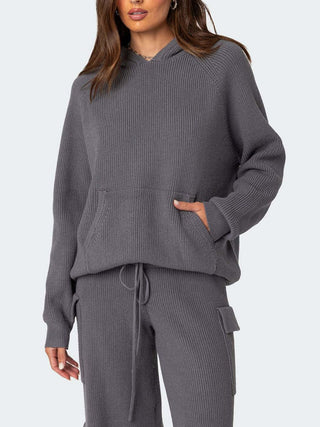 Shop Long Sleeve Hooded Top and Pants Sweater Set - High-Quality U.S. Made Women’s Fashion with Free Fast Shipping