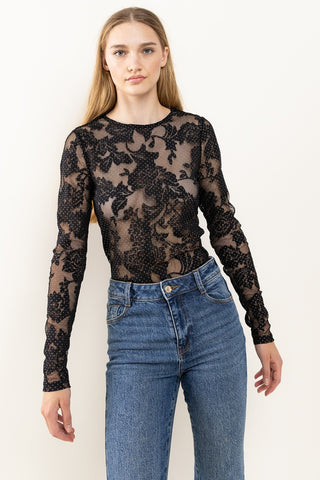 Shop Ces Femme Floral Lace Mesh Bodysuit - High-Quality U.S. Made Women’s Fashion with Free & Fast Shipping