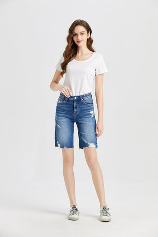 Shop BAYEAS Full Size Super High Rise Denim Bermuda Shorts - High-Quality U.S. Made Women’s Fashion with Free & Fast Shipping