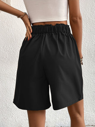 Shop Pocketed Half Elastic Waist Shorts - High-Quality U.S. Made Women’s Fashion with Free Fast Shipping