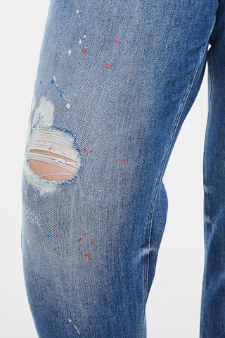 Shop BAYEAS Full Size High Waist Distressed Paint Splatter Pattern Jeans - High-Quality U.S. Made Women’s Fashion with Free & Fast Shipping