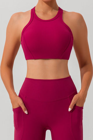 Shop Hot Pink Round Neck Racerback Active Tank - High-Quality U.S. Made Women’s Fashion with Free & Fast Shipping