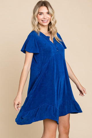 Shop Culture Code Full Size Short Sleeve Ruffled Asymmetric Hem Dress - High-Quality U.S. Made Women’s Fashion with Free & Fast Shipping