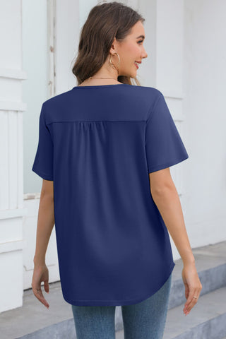 Shop Cutout V-Neck Short Sleeve T-Shirt Now On Klozey Store - Trendy U.S. Premium Women Apparel & Accessories And Be Up-To-Fashion!