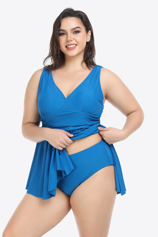 Shop Plus Size Plunge Sleeveless Two-Piece Swimsuit - High-Quality U.S. Made Women’s Fashion with Free Fast Shipping