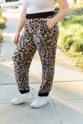 Shop Celeste Design Full Size Leopard Contrast Sweatpants - High-Quality U.S. Made Women’s Fashion with Free & Fast Shipping