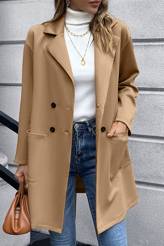 Shop Lapel Collar Long Sleeve Blazer - High-Quality U.S. Made Women’s Fashion with Free & Fast Shipping