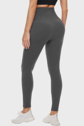 Shop Dark Gray Pocketed High Waist Active Leggings - High-Quality U.S. Made Women’s Fashion with Free & Fast Shipping