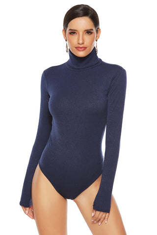 Shop Ribbed Turtleneck Long Sleeve Bodysuit - High-Quality U.S. Made Women’s Fashion with Free & Fast Shipping