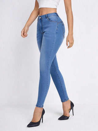 Shop High Rise Skinny Jeans with Pockets - High-Quality U.S. Made Women’s Fashion with Free & Fast Shipping