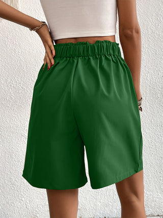 Shop Pocketed Half Elastic Waist Shorts - High-Quality U.S. Made Women’s Fashion with Free Fast Shipping