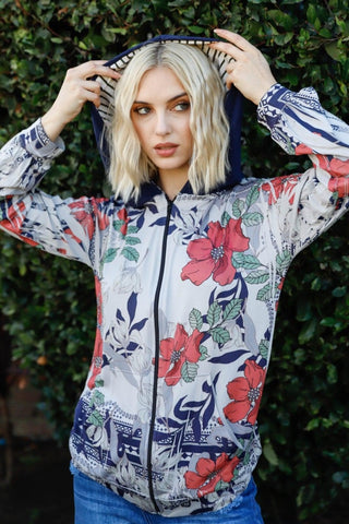 Shop Blumin Apparel Full Size Floral Zip Up Hoodie - High-Quality U.S. Made Women’s Fashion with Free & Fast Shipping