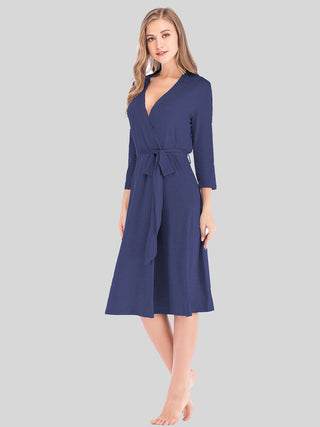 Shop Navy Plunge Tie Front Night Dress - High-Quality U.S. Made Women’s Fashion with Free & Fast Shipping