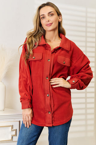 Shop Heimish Cozy Girl Full Size Button Down Shacket - High-Quality U.S. Made Women’s Fashion with Free & Fast Shipping