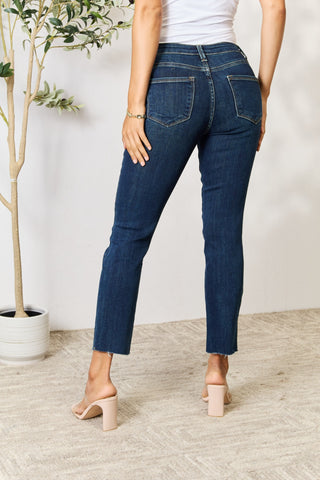 Shop BAYEAS Full Size Raw Hem Straight Jeans - High-Quality U.S. Made Women’s Fashion with Free & Fast Shipping