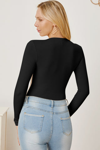 Shop Zip Up Long Sleeve Bodysuit - High-Quality U.S. Made Women’s Fashion with Free & Fast Shipping