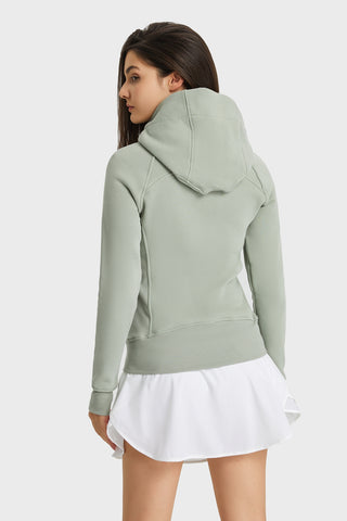 Shop Millennia Zip Up Seam Detail Hooded Sports Jacket - High-Quality U.S. Made Women’s Fashion with Free & Fast Shipping