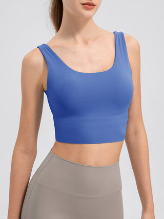 Shop Blue Scoop Neck Wide Strap Active Tank - High-Quality U.S. Made Women’s Fashion with Free & Fast Shipping