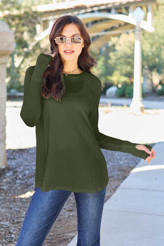 Shop Basic Bae Full Size Round Neck Long Sleeve T-Shirt - High-Quality U.S. Made Women’s Fashion with Free & Fast Shipping