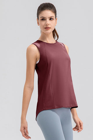 Shop Round Neck Wide strap Active Tank - High-Quality U.S. Made Women’s Fashion with Free & Fast Shipping