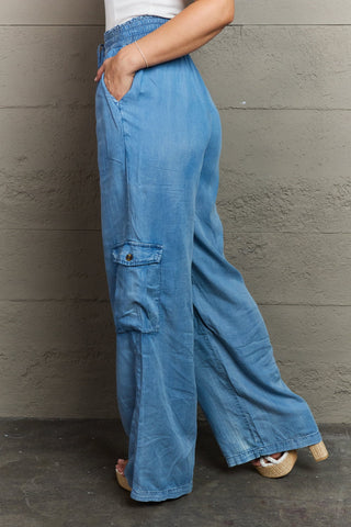 Shop GeeGee Out Of Site Full Size Denim Cargo Pants - High-Quality U.S. Made Women’s Fashion with Free & Fast Shipping