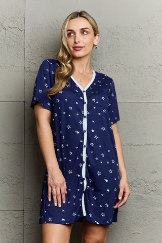 Shop MOON NITE Quilted Quivers Button Down Sleepwear Dress - High-Quality U.S. Made Women’s Fashion with Free Fast Shipping