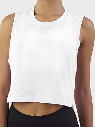 Shop Round Neck Cropped Tank - High-Quality U.S. Made Women’s Fashion with Free Fast Shipping