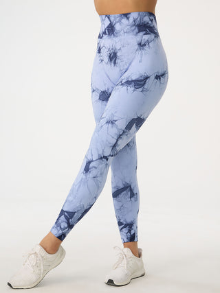 Shop Light Blue Printed High Waist Active Pants - High-Quality U.S. Made Women’s Fashion with Free & Fast Shipping