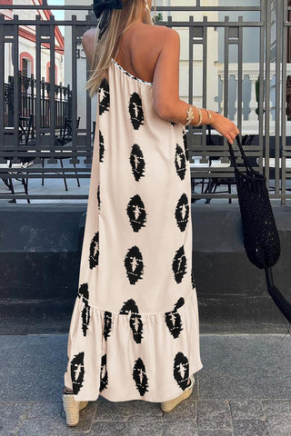 Shop Printed Single Shoulder Maxi Dress - High-Quality U.S. Made Women’s Fashion with Free Fast Shipping